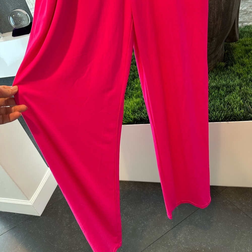Venus Hot Pink Women's Jumpsuit cinch waist slit wide leg xs - Picture 6 of 9